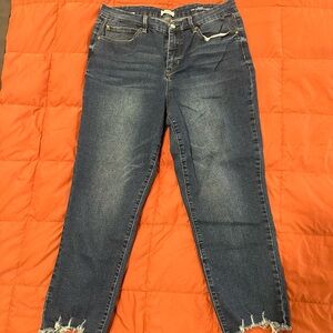 Nicole Miller Dark Blue Cropped Jeans with Frayed Hem